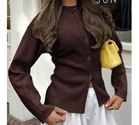 Cardigan boutonné à manches longues Live To Mo Brown, style casual Y2K. Convient pour la Saint-Valentin, les sorties et le port quotidien. L,M,S,XL,XS,XXSUnicoloreTricots