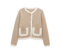 Cardigan boutonné Tendance d'hiver pour Femmes, Pull Ouvert sur Le Devant, Vestes en Tricot à Blocs de Couleurs, vêtements d'automne à la Mode Cardigans Légers pour Femmes Longs (Khaki, L)