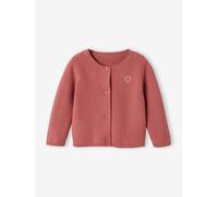 VERTBAUDET Cardigan Broderie Dorée Coeur Bébé Coton Vieux Rose 12M(74CM)