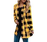 Cardigan chaud pour femme - Grandes tailles - Manteau en tricot long à carreaux - Cardigan surdimensionné - Veste de loisirs sans boutons - Cardigan en tricot à manches longues - Décontracté - Veste