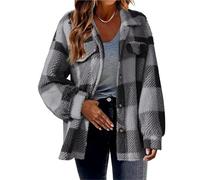 Cardigan Court à Manches Longues for Femme léger décontracté boutonné Poignets côtelés vêtement d'extérieur Haut à Blocs de Couleurs(Gray,XXL)