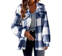 Cardigan Court à Manches Longues for Femme léger décontracté boutonné Poignets côtelés vêtement d'extérieur Haut à Blocs de Couleurs(Blue,XL)