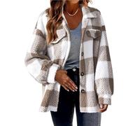 Cardigan Court à Manches Longues for Femme léger décontracté boutonné Poignets côtelés vêtement d'extérieur Haut à Blocs de Couleurs(Brown,3XL)