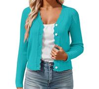Cardigan court Oktoberfest pour femme avec col en coquillage, élégant, léger, confortable, décontracté, coupe ample, haut superposé pour le printemps, Vert menthe., S