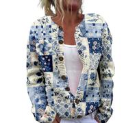 Cardigan court pour femme - Avec boutons - Cardigan avec motif floral - Grandes tailles - Doux et chaud - Pull ouvert sur le devant - Manteau en tricot épais élégant - Veste en tricot épais - Pull