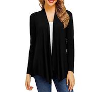 Cardigan court pour femme - Élégant - En tricot - Rouge - Oversize - Vintage - Veste mi-saison ample - Avec col en V - Couleur unie - Maille fine - Veste d'été décontractée, Noir , M