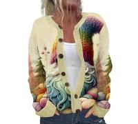 Cardigan de Noël pour femme 2025 - Veste tendance festive - Cardigan de Noël pour femme - Pull de vacances avec motifs saisonniers élégants pour l'automne et l'hiver - Intérieur et extérieur - Camping