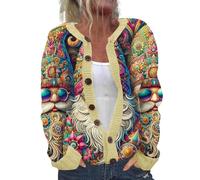 Cardigan de Noël pour femme 2025 - Veste tendance festive - Cardigan de Noël pour femme - Pull de vacances avec motifs saisonniers élégants pour l'automne et l'hiver - Intérieur et extérieur - Camping