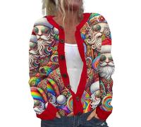Cardigan de Noël pour femme 2025 - Veste tendance festive - Cardigan de Noël pour femme - Pull de vacances avec motifs saisonniers élégants pour l'automne et l'hiver - Intérieur et extérieur - Camping
