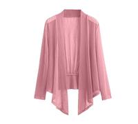 Cardigan de Noël pour femme - Cardigan long pour femme - Grande taille - Gilet d'été en tricot uni - Cardigan d'été à manches longues - Jupe en tricot, rose, 5XL