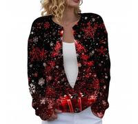 Cardigan De Noël pour Femme Imprimé De Noël Gilet en Tricot Ouvert Bouton Cardigan À Manches Longues Pull De Noel Décontracté Veste Surdimensionné Christmas Sweater Multicolores Classique Manteau