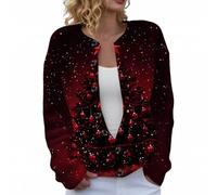 Cardigan De Noël pour Femme Imprimé De Noël Gilet en Tricot Ouvert Bouton Cardigan À Manches Longues Pull De Noel Décontracté Veste Surdimensionné Christmas Sweater Multicolores Classique Manteau