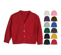 Cardigan d'école léger à col en V pour garçons et filles - Pull en tricot boutonné - Uniforme scolaire pour enfants et tout-petits - Cardigan en polaire chaud anti-bouloches, gris, 18-24 mois