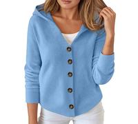 Cardigan décontracté à capuche doux confortable léger en tricot avec boutons à manches longues pour l'automne et l'hiver, Bu2, XXL