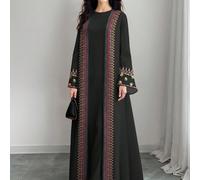 Cardigan décontracté à manches longues pour femmes avec imprimé floral brodé en spirale, abaya arabe, printemps/automne L,M,S,XLCoutume populaireTissu tissé