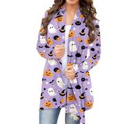 Cardigan Décontracté Léger - Cardigan d'halloween Pull Confortable en Tricot d'automne Manches Longues Ouvert sur Le Devant Tenue e Élégant Confortable Coupe Ample Pull en Fil Doux Pièce De