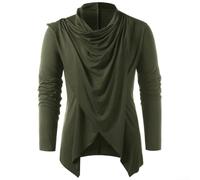 Cardigan décontracté pour homme à manches longues, ouvert sur le devant et col châle mis en évidence par un design asymétrique à chevauchement (M vert)