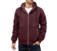 Cardigan décontracté pour homme - Fermeture éclair - Automne et hiver - Chaud - Sweat à capuche - Sweatshirt à capuche - Pour les loisirs - T-shirt de sport à manches longues, rouge bordeaux, M