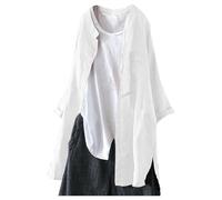 Cardigan d'été confortable à manches longues pour femme, cardigan blanc à manches longues, gilet trench-coat en tricot, sweat-shirt uni, cardigan d'été, robe de printemps à manches 3/4, blanc, XL