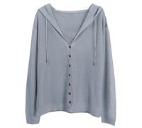 Cardigan d'été léger en tricot pour femme - Respirant - Ouvert sur le devant - Doux à manches longues - Parfait pour les nuits d'été et les rendez-vous galants, bleu, Taille unique