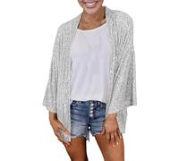 Cardigan d'été pour Femme Polyvalente té Manteau Doux/Douce Décontracté Léger Kimono en Mousseline Blouse Gilet Manches Mi-Longues Robe de soirée