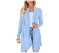 Cardigan d'été sans manches pour femme - Léger - Ouvert sur le devant - À suspendre - Gilet asymétrique, bleu clair, XXL