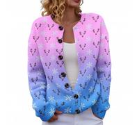 Cardigan d'hiver pour femme, pull de Noël, surdimensionné, chandails de Noël, drôle de renne de Noël, chandail d'hiver élégant avec boutons en maille souple élastiques, automne, A16 Violetta, XXL
