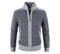 Cardigan d'hiver pour homme, veste longue chaude en tricot avec doublure imprimée, manches longues, thermique, décontracté, manteau confortable, style classique, tendance, fin, gris foncé, M