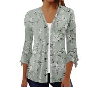 Cardigan Donna Taglie Forti Invernali Cardigan d'été pour Femmes, Ample, Manches 2024, léger, décontracté, boutonné, col en V, Hauts, 3/4 Cardigan Donna Elegante (Mint Green, L)