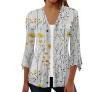 Cardigan Donna Taglie Forti Invernali Cardigan d'été pour Femmes, Ample, Manches 2024, léger, décontracté, boutonné, col en V, Hauts, 3/4 Cardigan Donna Elegante (White, XXXL)