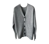 Cardigan en cachemire à col en V pour femme - Tricot doux classique pour un ensemble de luxe quotidien, gris, S