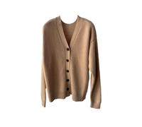 Cardigan en cachemire à col en V pour femme - Tricot doux classique pour un ensemble de luxe quotidien, Lighttan, S