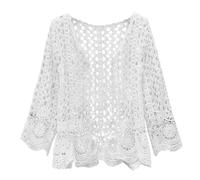Cardigan en Dentelle pour Femmes Crochet Floral Shrugs Veste à Manches Longues Ouverte Front Front Light Hollow Out Broderie