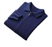 Cardigan en Laine Mérinos pour Homme Veste Tricotée À Fermeture Éclair Épaisse Manches Longues Pull À Revers Automne Et Hiver