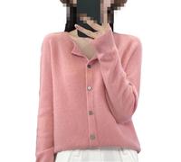Cardigan en laine pour femme Automne Hiver Solide Bouton Doux Manches Longues Col Rond Pull, Xia Fen, UK7 / 41EU / US8