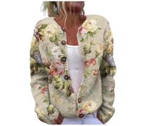 Cardigan en Laine pour Femme - Cardigan surdimensionné avec Boutons - Chaud et coloré - Imprimé - Veste Douillette - Veste épaisse et Chaude - Veste en Laine - Pull en Tricot épais Y2k