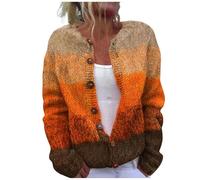 Cardigan en Laine pour Femme - Cardigan surdimensionné avec Boutons - Chaud et coloré - Imprimé - Veste Douillette - Veste épaisse et Chaude - Veste en Laine - Pull en Tricot épais Y2k