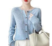 Cardigan en Laine pour Femme, Tricot À Pois, Col Ras du Cou, Ouvert sur Le Devant, Boutonné, Veste Chaude en Tricot, Vêtements D'Extérieur, Automne-Hiver