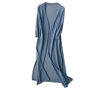 Cardigan en Lin Léger pour Femme - Veste d'Été Longue et Aérée - Couleur Unie - Douce et Décontractée - Drapée - pour la Transition Automne