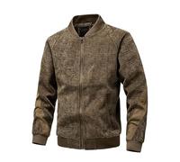 Cardigan en polaire à col montant pour homme - Fermeture éclair intégrale - Manches longues - Coupe ajustée - Coupe-vent - Pull d'hiver chaud - Couleur unie - Décontracté - Léger, café, XXL