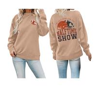Cardigan en Sweat-shirt Femme avec Imprimé de Noël et Col Rond Sweat-shirt Moins de 5, kaki foncé, L
