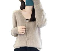 Cardigan en tricot à col en V pour femme - Couleur unie - Pull boutonné, 1111, M