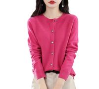 Cardigan en tricot à col ras du cou, cardigan à manches longues boutonné pour femme classique, 1111, M