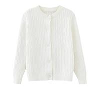 Cardigan en tricot à manches longues pour fille - Couleur unie - Garçon 8, Blanc., 9-10 ans