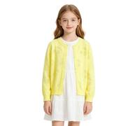 Cardigan en tricot ajouré boutonné ouvert sur le devant pour filles - Pull à manches longues - Uniforme - Cardigan pour enfants - Uni et respirant