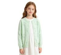 Cardigan en tricot ajouré boutonné ouvert sur le devant pour filles - Pull à manches longues - Uniforme - Cardigan pour enfants - Uni et respirant