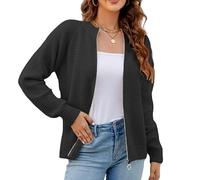 Cardigan en Tricot Chenille pour Femme, Pull Chaud et Confortable, Col Ras du Cou, Fermeture Éclair, Veste Bomber, Sweat-Shirt, Automne-Hiver, Manches Longues, Manteaux