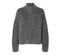 Cardigan en tricot doux moderne avec fermeture éclair et col côtelé