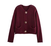 Cardigan en Tricot épais for Femme, Pull à Manches Longues, Ouvert sur Le Devant, boutonné, Vestes, Manteaux(Medium)