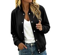 Cardigan en tricot pour femme à manches longues léger et élégant avec col rond, pull décontracté en tricot, gilet classique avec boutons en perle, manteau automne hiver, Noir , XL